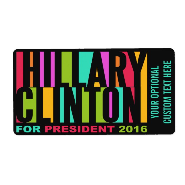Colorful Hillary Clinton 2016 custom labels (Front)