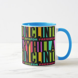 Colorful Hillary Clinton 2016 custom mugs