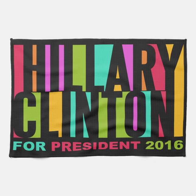 Colorful Hillary Clinton 2016 hand towel (Horizontal)