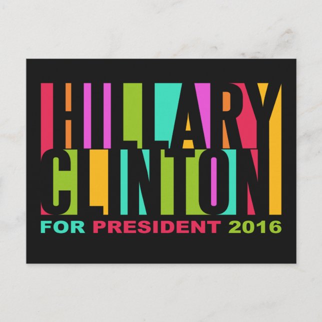 Colorful Hillary Clinton 2016 postcard (Front)