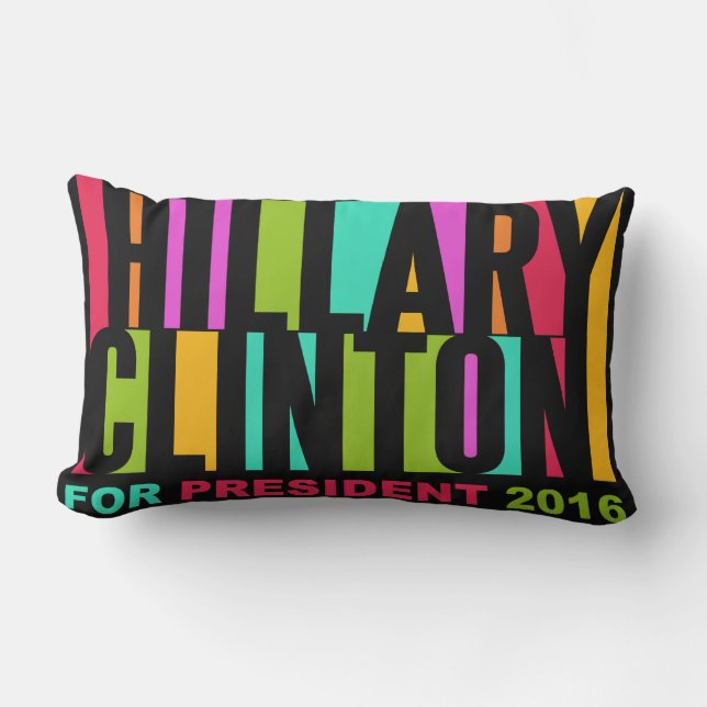 Colorful Hillary Clinton 2016 throw pillow (Front)