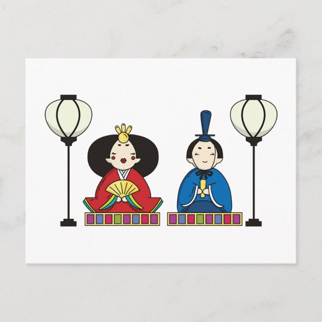 Colorful Hina Matsuri Dolls Postcard (Front)