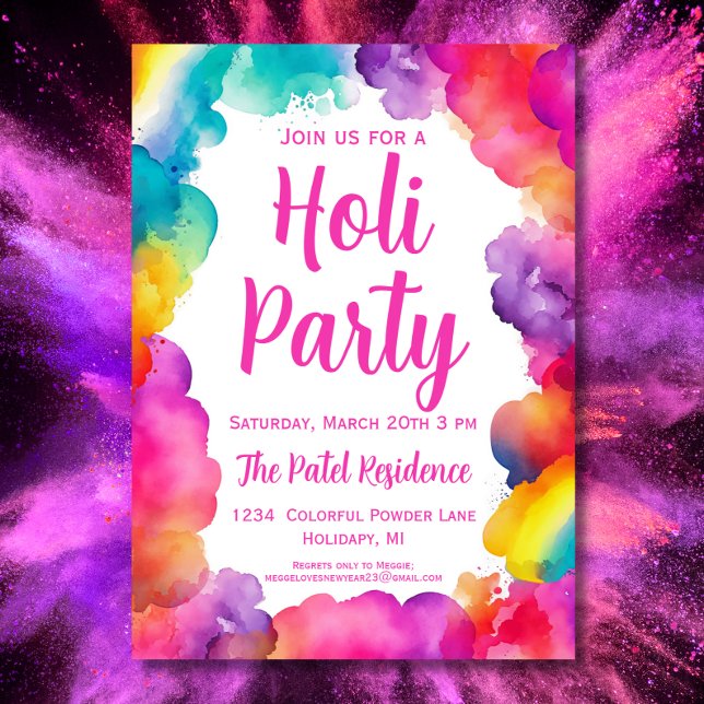 Colorful Hindu Holi Festival Party Invitation (Creator Uploaded)