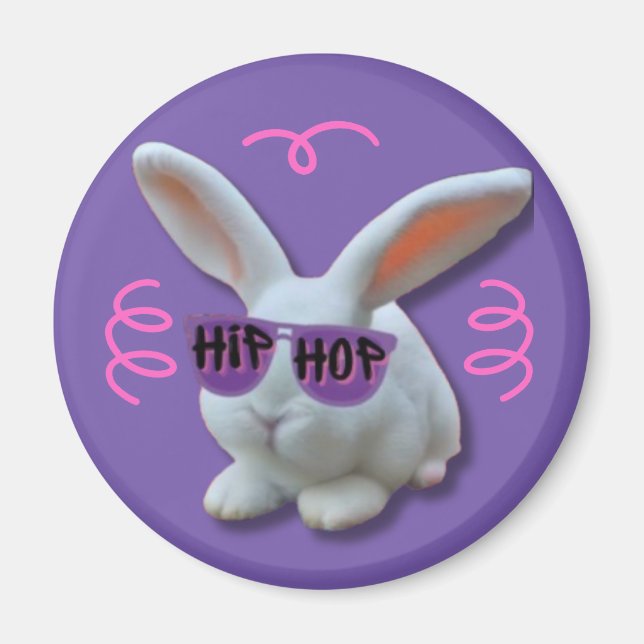 Colorful Hip Hop Bunny  Magnet (Front)