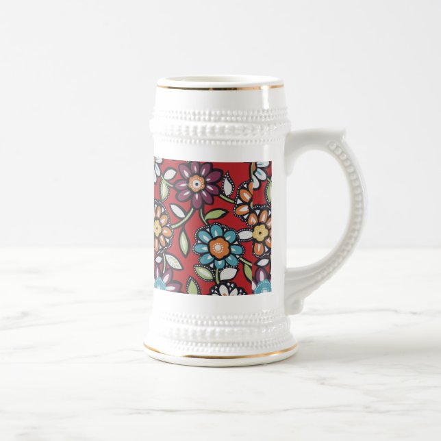 colorful hippe flowers stein (Right)