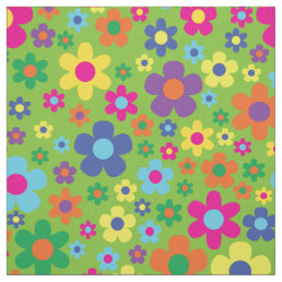 Colorful Hippie 70&#39;s Flowers Fabric