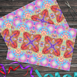 Colorful Hippie Boho Kaleidoscopic Fractal Art Tissue Paper