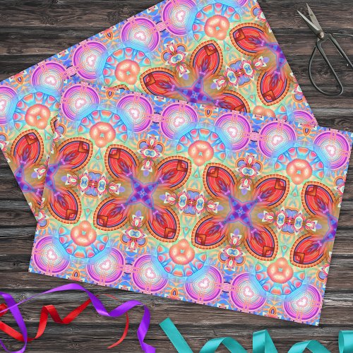 Colorful Hippie Boho Kaleidoscopic Fractal Art  Tissue Paper