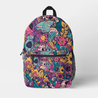 Colorful Hippie Floral Pattern Kids Printed Backpack