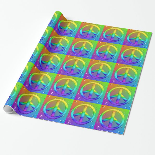 Colorful Hippie Peace Wrapping Paper (Unrolled)