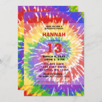 Colorful Hippie Tie Dye Fun Birthday Party Invitation