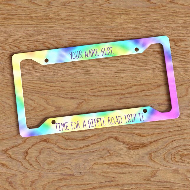 Colorful Hippie Tie Dye License Plate Frame (Time for a hippie road trip?Travel to another dimension with this colorful tie dye license frame!)