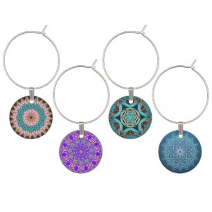Colorful hippie wine charms