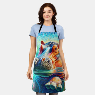 Colorful Hippo  Apron