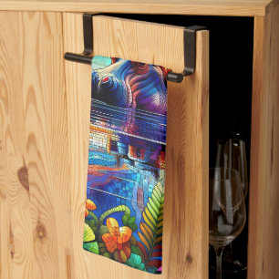 Colorful Hippo  Kitchen Towel