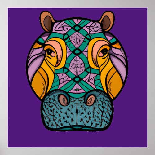 Colorful Hippo Mandala Unique Interesting Poster