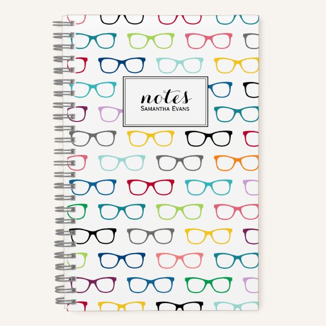 Colorful Hipster Glasses Multicolor Notebook (Front)