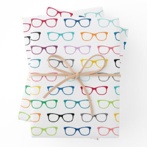 Colorful Hipster Glasses Pattern Nerd Wrapping Paper Sheets
