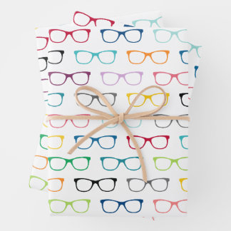 Colorful Hipster Glasses Pattern Nerd Wrapping Paper Sheets