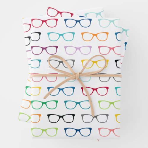 Colorful Hipster Glasses Pattern Nerd Wrapping Paper Sheets