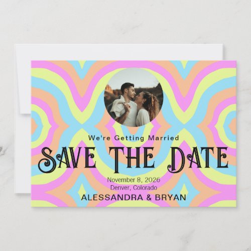 Colorful Hipster Two Photo template Save the date