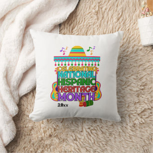 Colorful HISPANIC HERITAGE MONTH Throw Pillow
