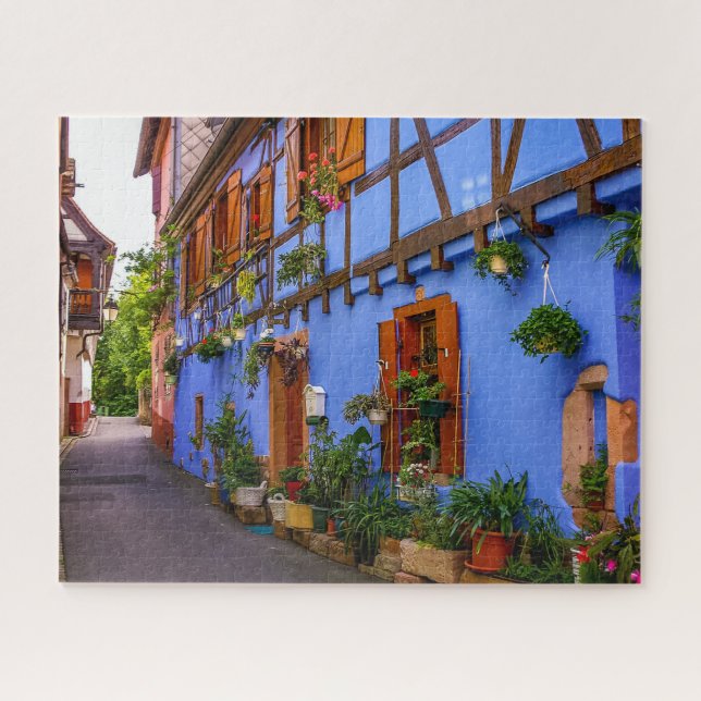 Colorful Historical Houses Village France Travel Jigsaw Puzzle (Horizontal)