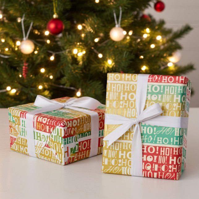 Colorful HO! HO! HO! Christmas Wrapping Paper (Jolly HO! HO! HO! Christmas Wrapping Paper)