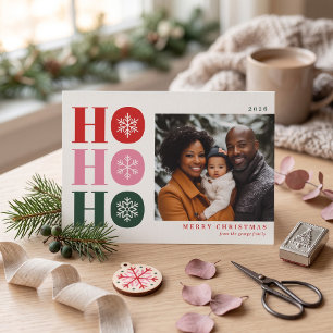 Colorful Ho Ho Ho Modern Christmas Photo Card