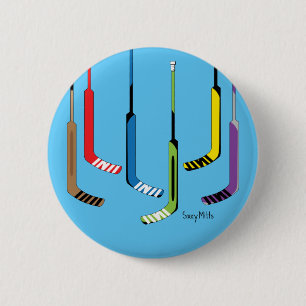Colorful Hockey Goalie Sticks Flair Pinback Button