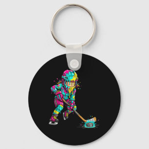 Colorful Hockey Ice Cream Drip Player (1) Keychain