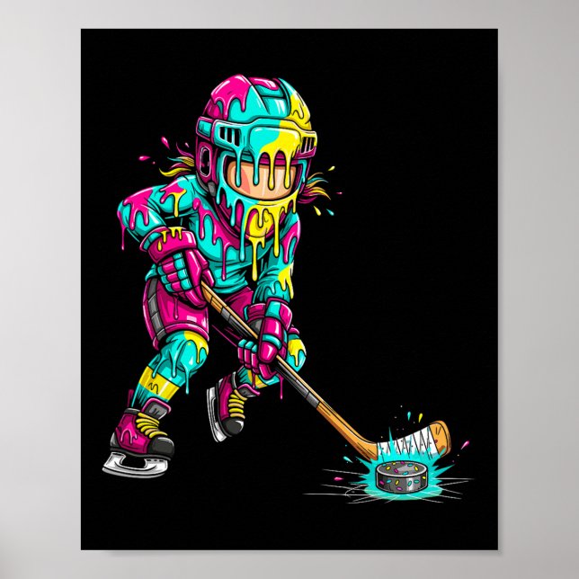 Colorful Hockey Ice Cream Drip Player (1)  Poster (Front)