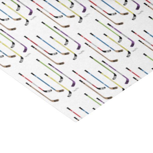 Colorful Hockey Sticks and Puck Tissue Paper