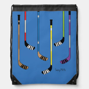 Colorful Hockey Sticks Drawstring Bag