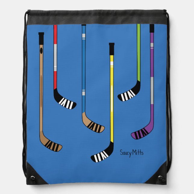 Colorful Hockey Sticks Drawstring Bag (Front)