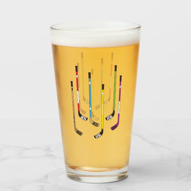 Colorful Hockey Sticks Glass (Front Filled)