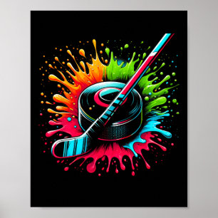 Colorful Hockey Tie Dye Color Hockey Player Sport Poster