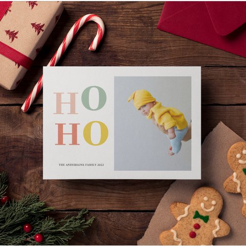 Colorful HOHO And Photo  Happy Holidays Postcard