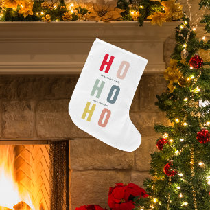 Colorful HOHOHO Christmas Happy Holidays Large Christmas Stocking