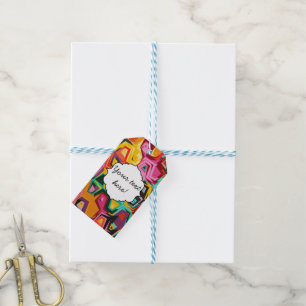 Colorful holes texture gift tags