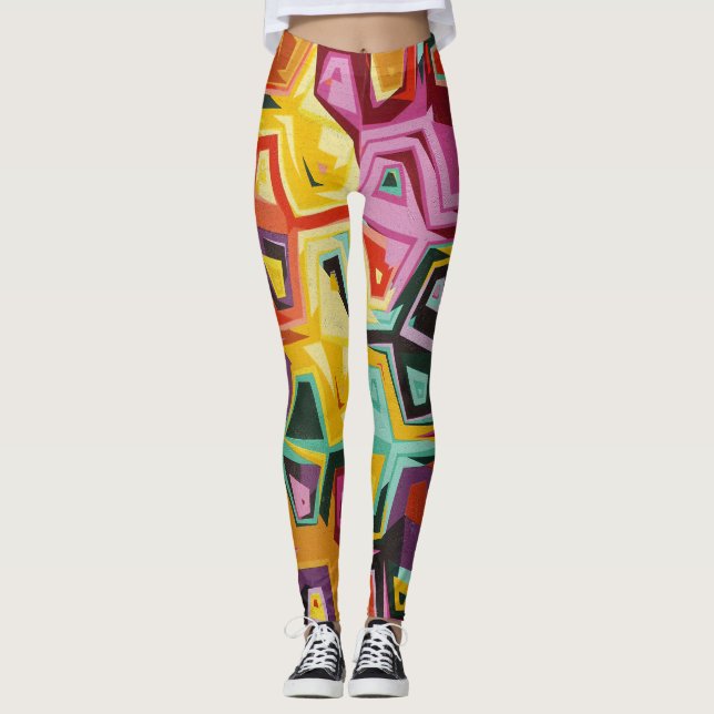 Colorful holes texture leggings (Front)