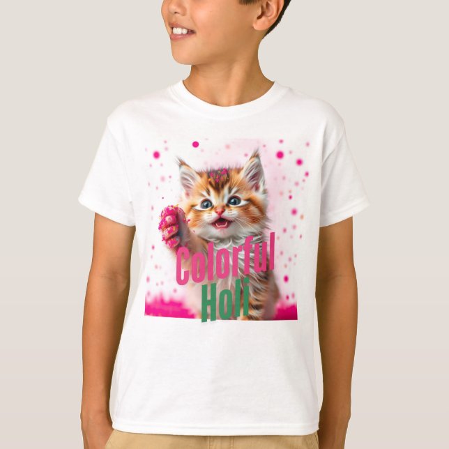 Colorful Holi – Cute Kitten Edition! T-Shirt (Front)