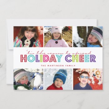 Colorful Holiday Cheer 6 Photo Holiday Card by TheSpottedOlive at Zazzle