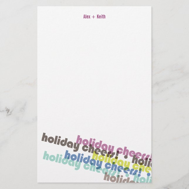 Colorful Holiday Cheers Custom Holiday Stationery (Front)