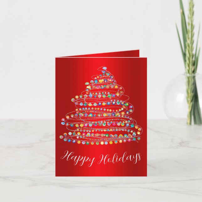 Colorful Holiday Christmas Tree Card (Front)