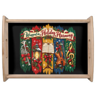 COLORFUL HOLIDAY FESTIVE CHRISTMAS BRUSHSTROKES SERVING TRAY