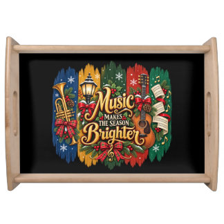 COLORFUL HOLIDAY FESTIVE CHRISTMAS BRUSHSTROKES SERVING TRAY