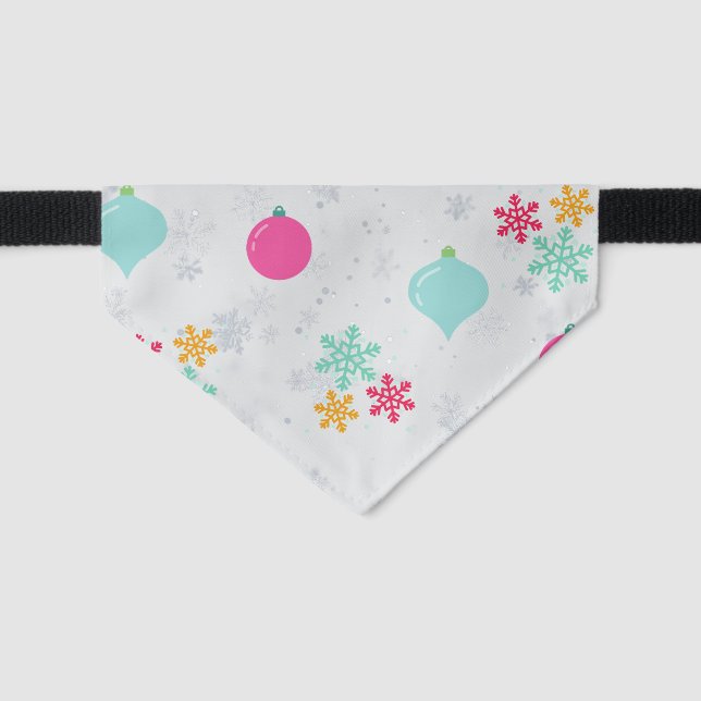 Colorful Holiday Flakes Pet Bandana Collar (Front)