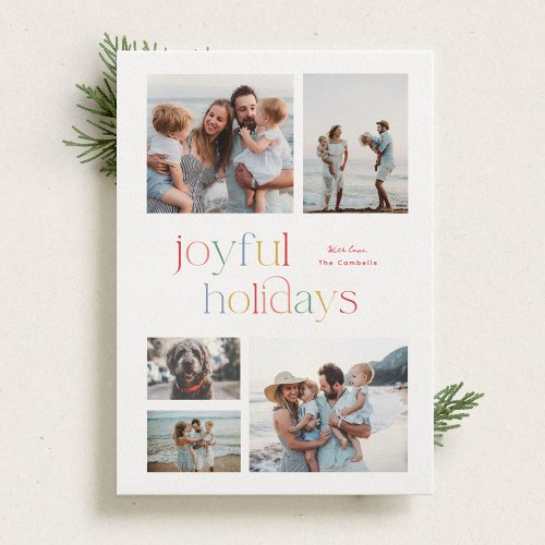 Colorful Holiday Joyful Typography Photo Card