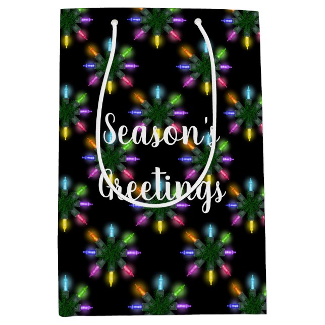 Colorful Holiday Lights Snowflake Medium Gift Bag (Front)